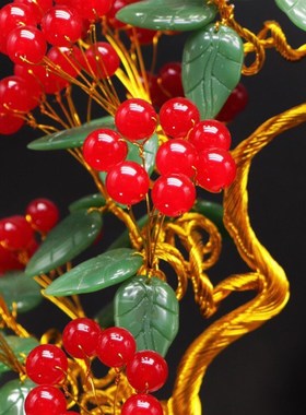 水晶发财树红玉髓摇钱树家居摆件客厅玄关酒柜店铺开业乔迁送礼品