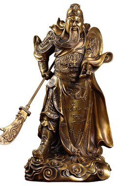 皇轩 纯铜关公铜像招財摆件家居供奉神像开业武财神关羽铜财神像