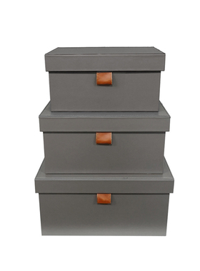 新中式皮质收纳装饰盒摆件样板房衣帽间书房整理收纳盒储物盒配饰