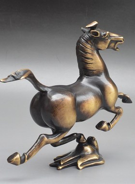 纯铜马踏飞燕摆件生肖成功马装饰品铜奔马客厅摆设工艺品