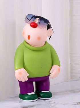 胖虎歪头摆件高级感客厅落地车载车尾潮玩手办公仔男女生日礼物