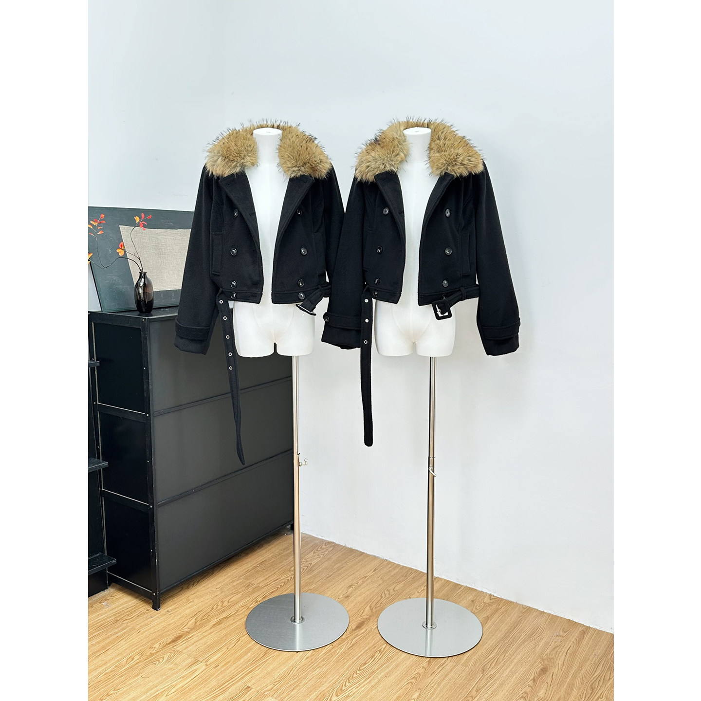 短款设计感毛领棉服外套女秋冬新款内搭长袖上衣豹纹短裙三件套装,淘宝优惠券,粉丝福利购,淘宝优惠卷