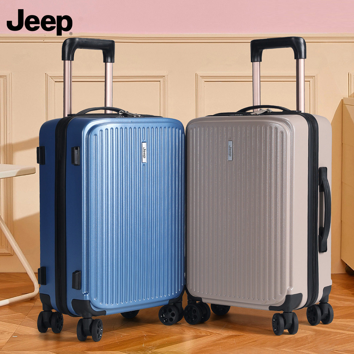 JEEP/吉普新款双层防爆拉链行李箱拉杆箱男耐用女旅行箱登机箱 - 图0