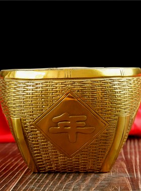 纯铜五谷丰登铜缸家居饰品办公桌书房招财纳福摆件开业乔迁旺财