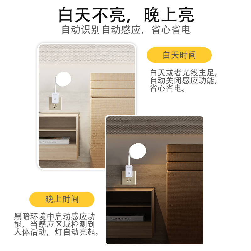 楼道感应灯上下楼自动感应开关灯直插式即插即用人体感应插座灯座 - 图3