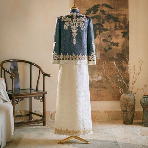 男装秀禾服2024新款中式新郎结婚高级礼服男士婚服大码唐装婚秀和 - 图2