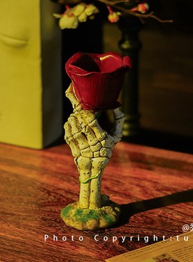 我将永远爱你至死不渝骷髅手玫瑰氛围灯万圣诞节礼物