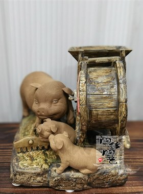 陶瓷工艺品 石湾公仔 猪 丰衣足食 生肖