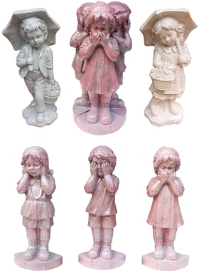 励志人物雕像摆件不听不说玻璃钢工艺品庭院花园橱窗柜台装饰品