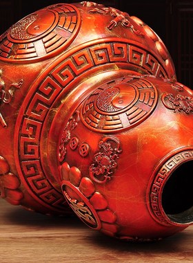 彩铜开口葫芦摆件 大号家居客厅玄关酒柜装饰品开业礼品