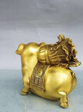 纯黄铜猪招财进宝猪摆件 西北角金钱猪福猪居家工艺品摆设