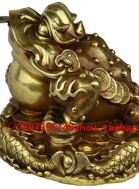 宇卓铜器 铜金蟾财摆件 三脚蟾蜍 金蟾开业礼品摆件聚宝盆三足