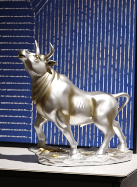 创意牛摆件新中式牛金牛工艺品办公室高档高级摆件华尔街牛气冲天