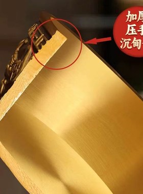 纯黄铜招财沈万三聚宝盆摆件家用客厅办公室财位店铺开业乔迁礼品