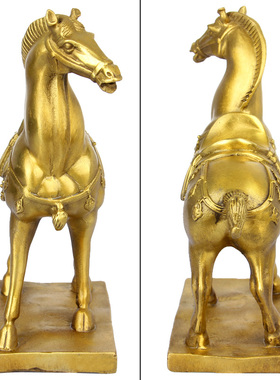 朴器 铜马摆件马到成功工艺品摆设家居装饰品唐马铜马一对