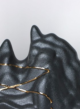 轻奢新中式陶瓷假山摆件别墅样板间客厅J玄关书房书架软装饰品摆