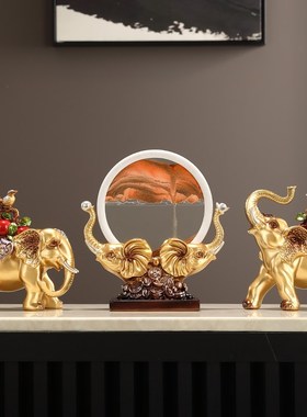 事事如意大象摆件一对中式高档电视柜玄关客厅装饰品乔迁新居礼品