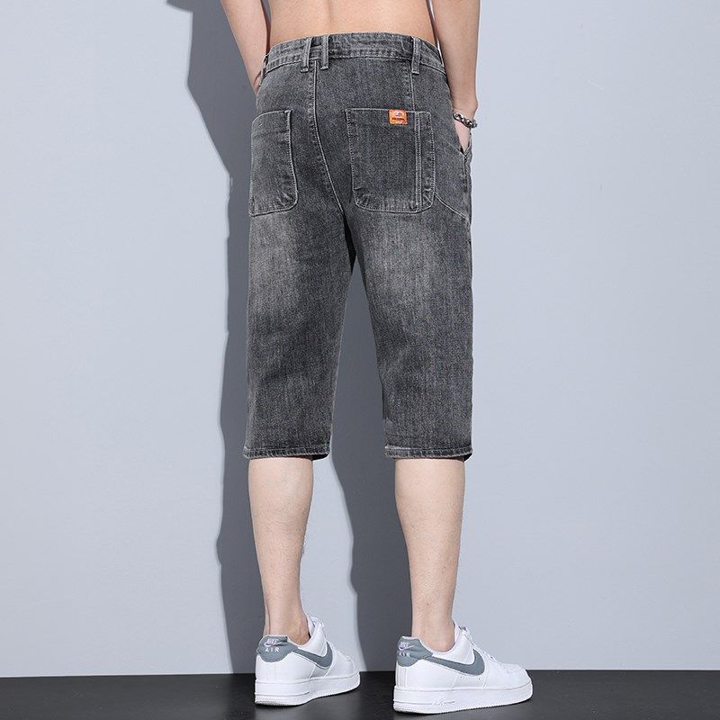 冰丝牛仔短裤男七分裤2025新款夏季薄款宽松直筒潮牌弹力半截中裤,淘宝优惠券,粉丝福利购,淘宝优惠卷