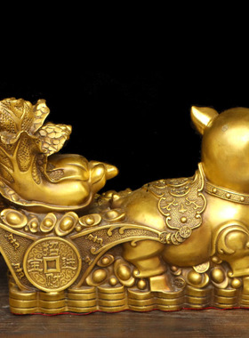 纯铜猪摆件十二生肖猪富r足旺财猪客厅电视柜酒柜装饰品金猪运财