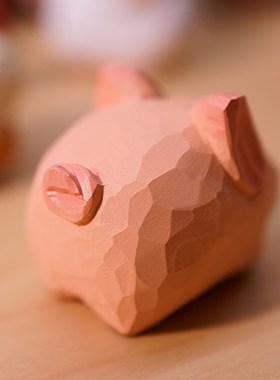 木刻自习室十二生肖手工木雕摆件龙年新年礼物桌面玄关小众独特