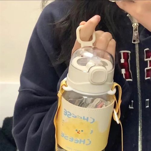 水杯便携学生女生高颜值2023新款简约少女心玻璃杯吸管杯子大容量 - 图1