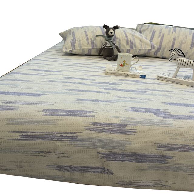Nordic style simple blue striped cotton old coarse cloth bed sheets and bed cover single piece linen protective cover girl's heart cloth
