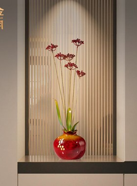 《繁花似锦》铜金岁月黄铜摆件铜器工艺品新中式家居客厅玄关装饰