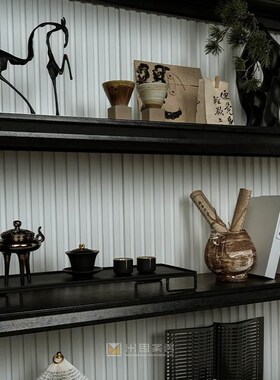 新中式样板间摆件书房书柜装饰品高级感茶室软装搭配组合茶具套装