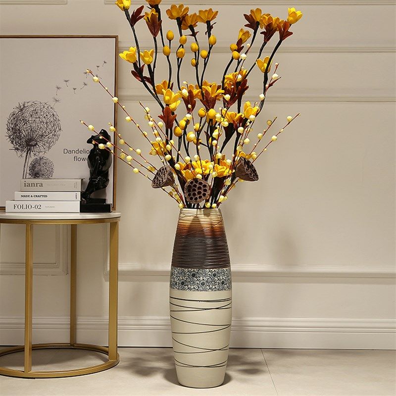 欧式瓷器插花装饰品艺术家用客厅景德镇干花落地花瓶大号陶瓷摆件,淘宝优惠券,粉丝福利购,淘宝优惠卷