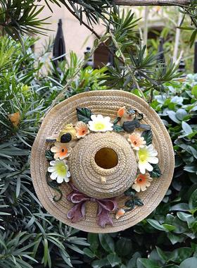 户外树脂鸟窝挂件鸟屋别墅花园庭院公园幼儿园装饰品挂饰园艺摆件