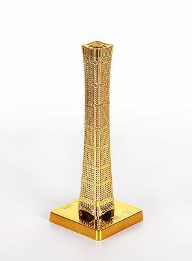 中国尊中央电视塔北京地标建筑模型金属立体桌面摆件中国特色礼品