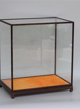 红木玻璃罩 摆件防尘罩佛像罩 鸡翅木玻璃展示盒 4030大尺寸横笼