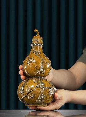 朱炳仁铜 福禄万代铜葫芦瓶 家居装饰客厅玄关办公桌送礼葫芦摆件