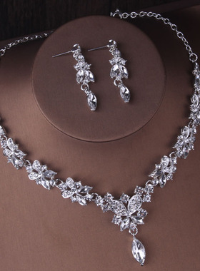 新娘项链婚纱套链结婚饰品项链耳环新娘饰品2021新款影楼礼服配饰