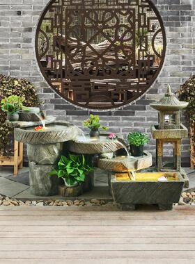 家家水美 石磨流水喷泉摆件办公室创意假山景观客厅庭院招财装饰