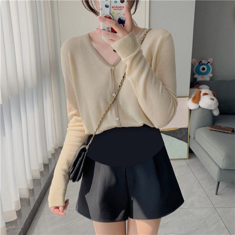 孕妇裤字夏季薄外穿西装短裤潮妈托腹宽松垂感A字阔腿黑色打底裤,淘宝优惠券,粉丝福利购,淘宝优惠卷