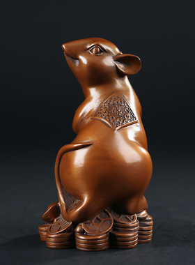 纯紫铜老鼠摆件家居生肖鼠办公室招财装饰品家居高档礼品送领导