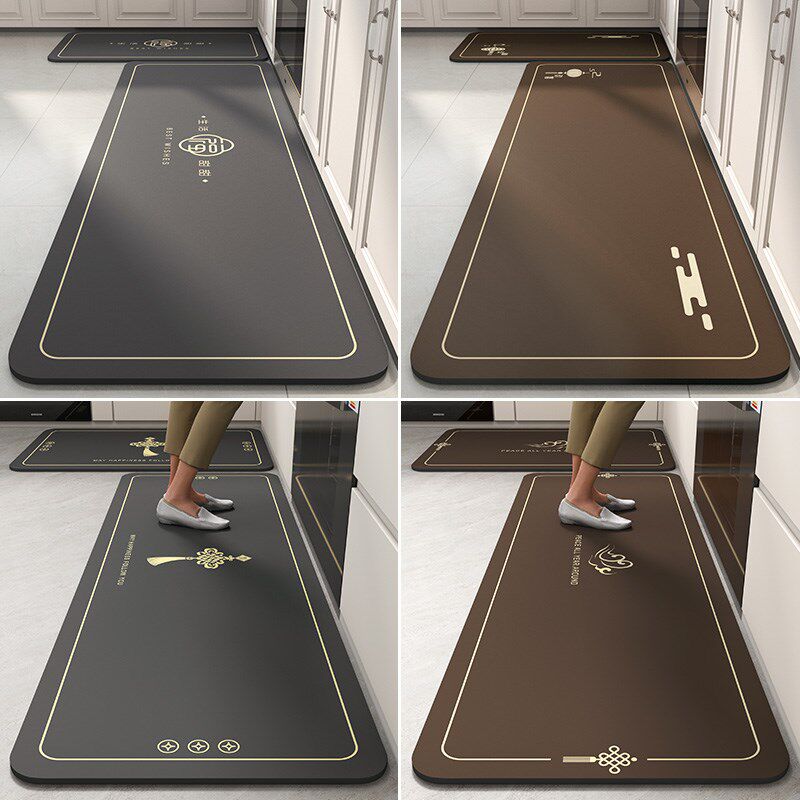 Kitchen floor mat is non-slip and oil-proof, wipeable and wash-free diatom mud absorbent mat, special stain-resistant, waterproof and anti-dirty strip carpet