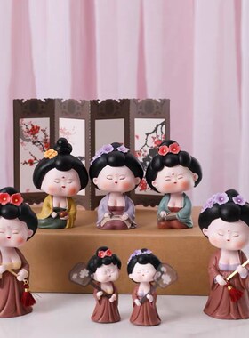 西安唐仕女酒柜车载摇头古风娃娃创意中工艺品家居装饰