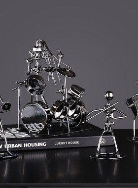 金属音乐铁人摆件小帅哥乐队铁艺创意手工艺品家居装饰品房间摆设