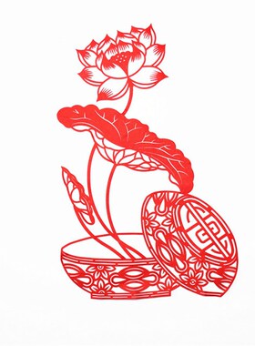 中国风剪纸春节宣纸窗花装饰画中国风手工蔚县剪纸玻璃贴花鸟福字