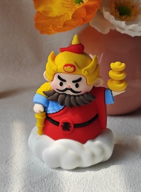 可爱武侠风关公人偶桌面小摆件卡通古风治愈办公室工位车载装饰品