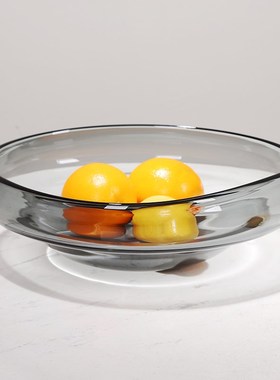 艺术玻璃简约轻奢l水果盘现代客厅酒店茶几桌面收纳盘糖果盘摆件