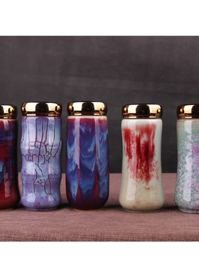 禹州神垕陶瓷中式钧瓷小花器摆件茶宠水培花插博物架工艺品客厅