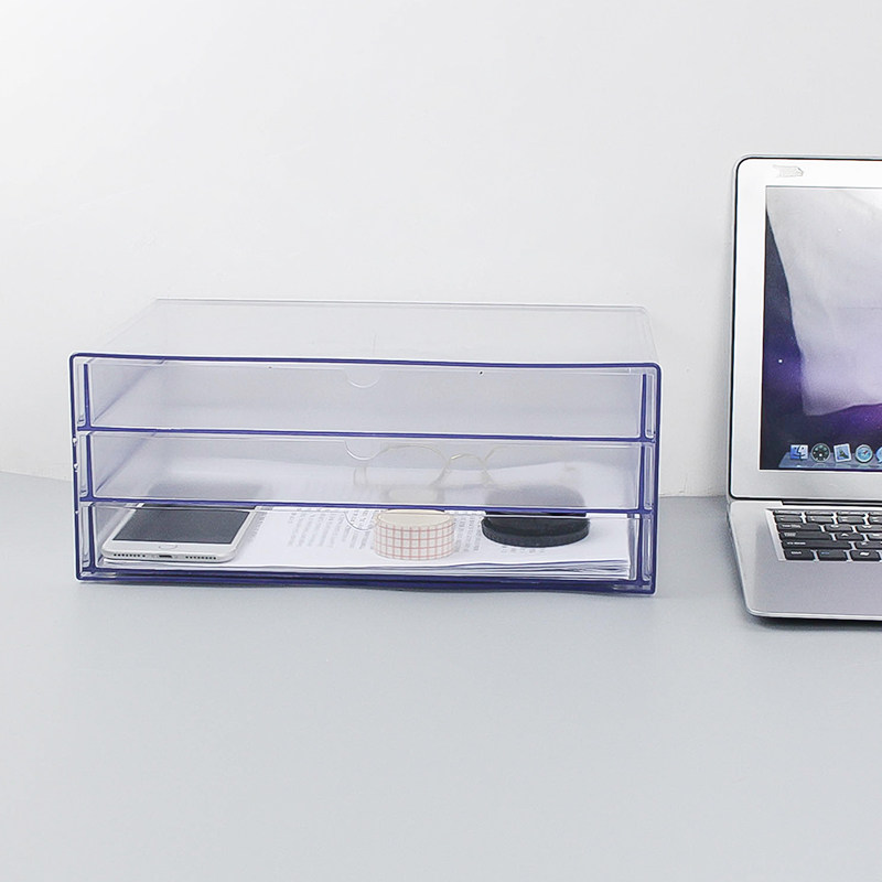 包邮亚克力透明加厚三层桌面型文件收纳柜资料柜抽屉式塑料办公柜,淘宝优惠券,粉丝福利购,淘宝优惠卷