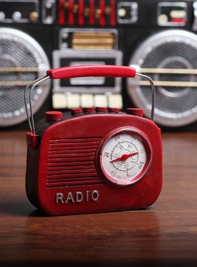 复古做旧老式收音机模型摆件创意咖啡厅奶茶店客厅书柜桌面装饰品