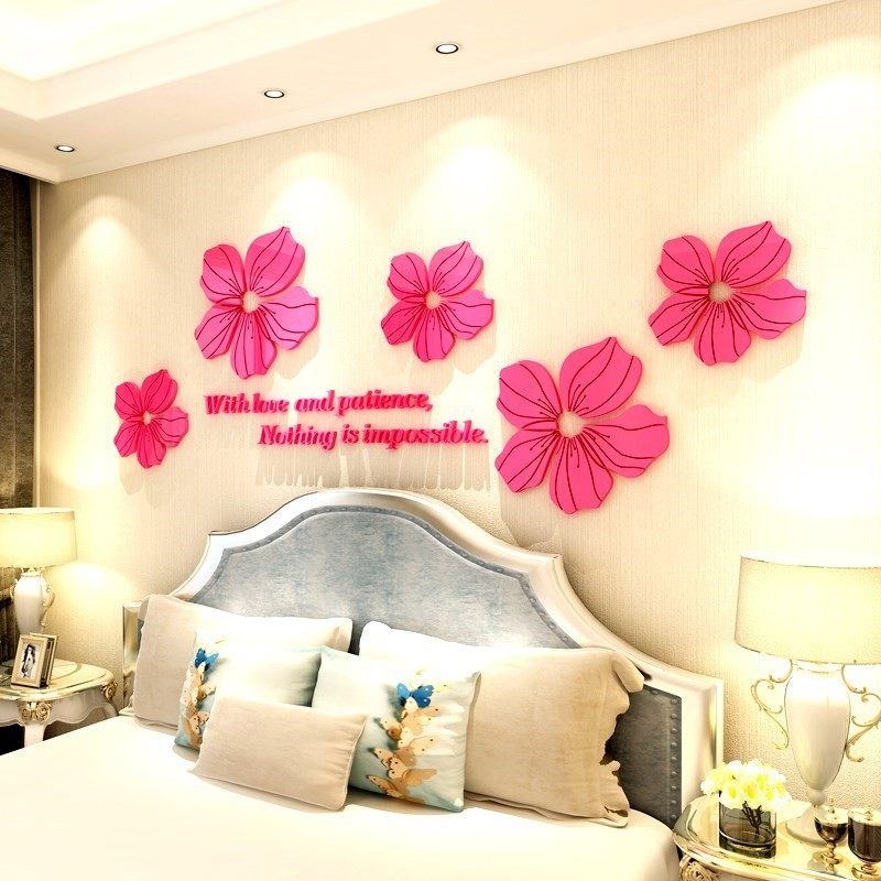 电视背景墙贴 办公室沙发墙3d亚克力墙贴 花草立体墙贴五朵花墙贴,淘宝优惠券,粉丝福利购,淘宝优惠卷