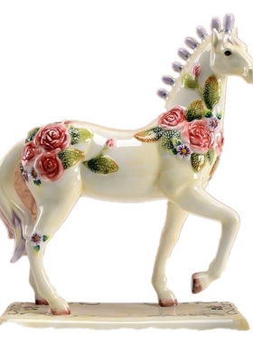 客厅家居装饰品招财马酒柜电视柜工艺品陶瓷马摆件欧式创意礼物