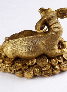 纯铜金钱牛工艺品摆件办公室招财铜牛家居客厅装饰品卧牛礼品摆件