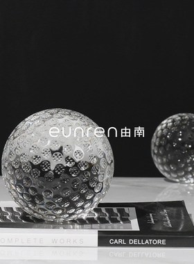 简约现代轻奢水晶高尔夫圆球摆件家居H软装饰品样书房桌面书靠摆